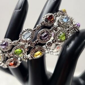 Multi Gemstone Sterling Silver Bracelet